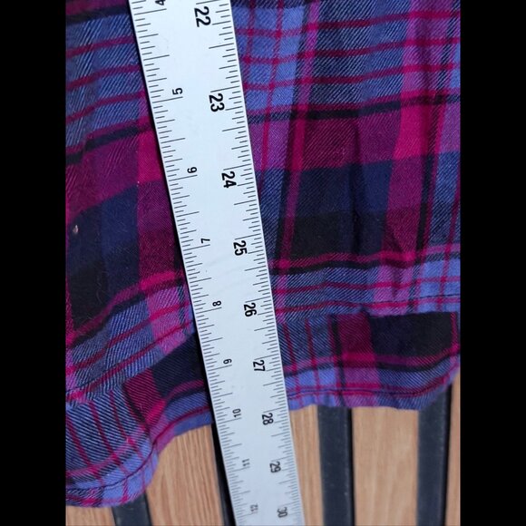 Calvin Klein Shirt Small Womens Purple Pink Plaid Henley Plaid Wester Collared - Picture 5 of 8